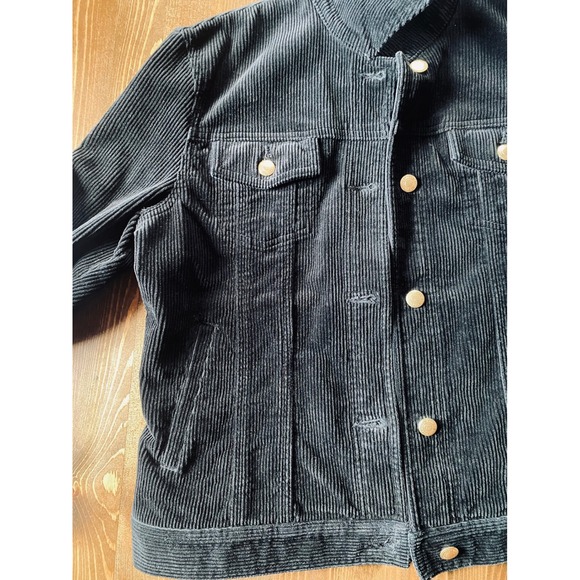 Vintage Lauren Jeans Co Ralph Lauren Black Corduroy Trucker Jacket Women Size M - Picture 7 of 16